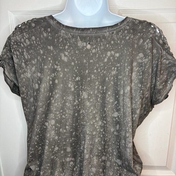 Vans Gray Casual Bleach Splatter Cotton Mini Dress Cutout Shoulder Cap Sleeve S - Picture 6 of 9